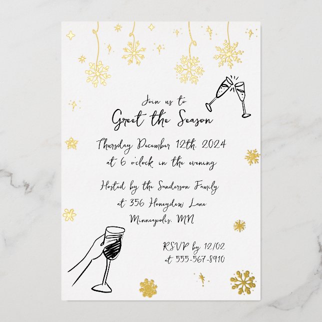 Invitation En Aluminium Fête d'hiver de Noël de neige (Recto)