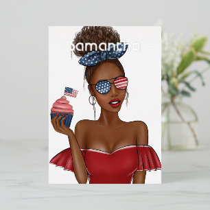 Invitation En Aluminium Fête d'indépendance du 4 juillet Anniversaire USA
