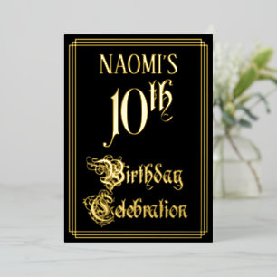 Invitation En Aluminium Fête du 10e anniversaire — Script fantaisie et nom