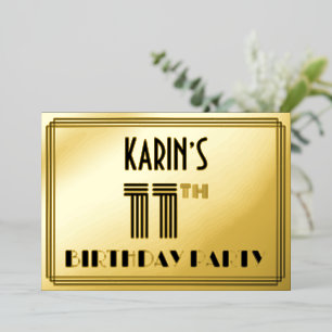 Invitation En Aluminium Fête du 11e anniversaire — Art Déco Style "11" & N