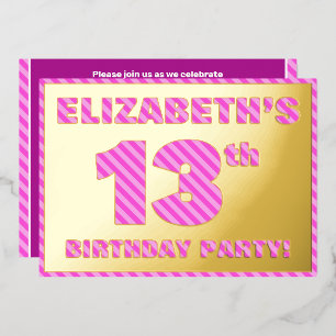 Invitation En Aluminium Fête du 13e anniversaire — Audacieux, amusant, ros