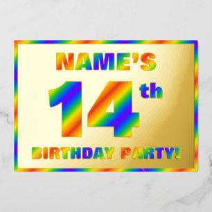 Invitation En Aluminium Fête du 14e anniversaire — Amusant, Rainbow Spectr