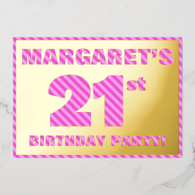 Invitation En Aluminium Fête du 21e anniversaire — Audacieux, amusant, ros (Recto)
