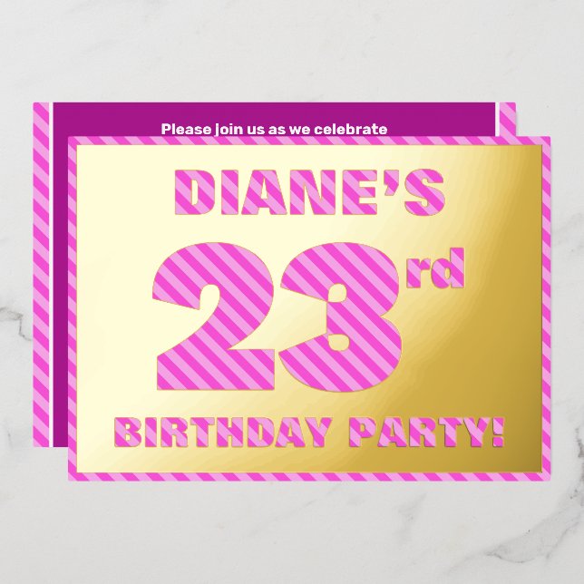 Invitation En Aluminium Fête du 23e anniversaire — Audacieux, amusant, ros (Recto/Verso)