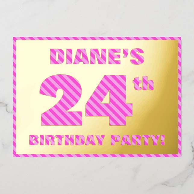 Invitation En Aluminium Fête du 24e anniversaire — Audacieux, amusant, ray (Recto)
