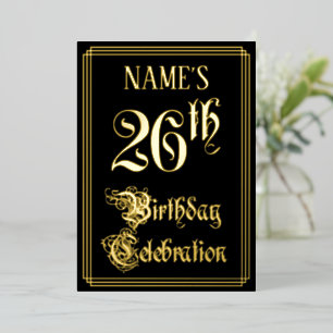 Invitation En Aluminium Fête du 26e anniversaire — Script fantaisie et nom