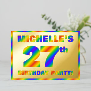 Invitation En Aluminium Fête du 27e anniversaire — Amusant, Rainbow Spectr