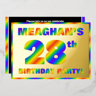 Invitation En Aluminium Fête du 28e anniversaire — Amusant, Rainbow Spectr