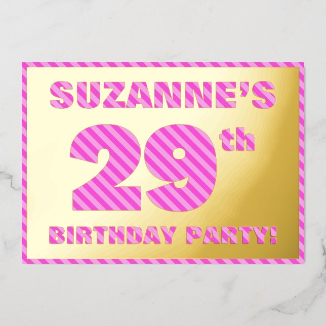 Invitation En Aluminium Fête du 29e anniversaire — Audacieux, amusant, ros (Recto)