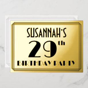 Invitation En Aluminium Fête du 29e anniversaire — Regarder Art Déco "29" 