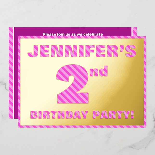 Invitation En Aluminium Fête du 2e anniversaire — Audacieux, amusant, rayu (Recto/Verso)