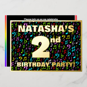 Invitation En Aluminium Fête du 2e anniversaire — Symboles musicaux coloré