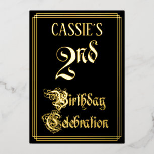 Invitation En Aluminium Fête du 2ème anniversaire — Script fantaisie et no