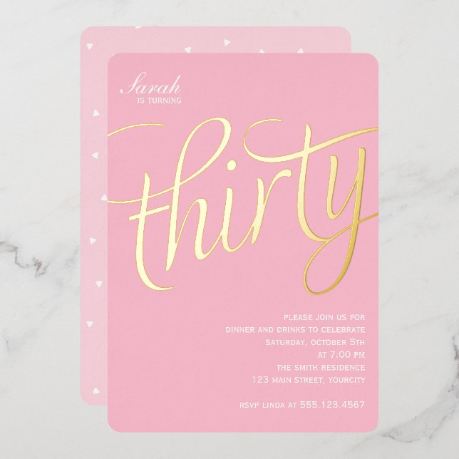 Invitation En Aluminium Fête du 30e anniversaire (Recto/Verso)