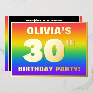 Invitation En Aluminium Fête du 30e anniversaire : Amusant, Motif arc-en-c