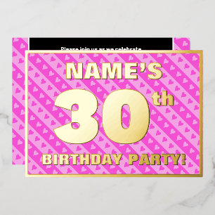 Invitation En Aluminium Fête du 30e anniversaire — Coeurs roses amusants e