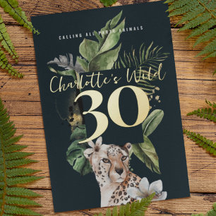 Invitation En Aluminium Fête du 30e anniversaire de Wild Jungle Leopard