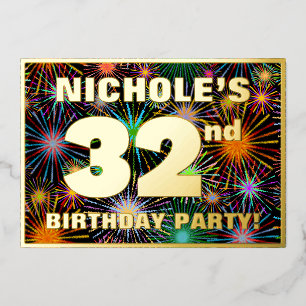 Invitation En Aluminium Fête du 32e anniversaire — Fun amusant, coloré Loo