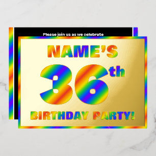 Invitation En Aluminium Fête du 36e anniversaire — Amusant, Rainbow Spectr