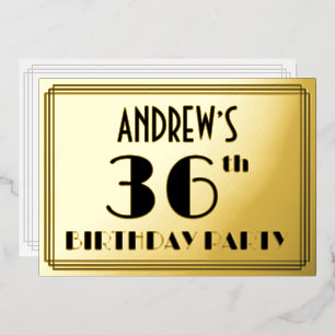 Invitation En Aluminium Fête du 36e anniversaire — Regarder Art Déco "36" 