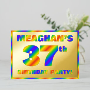 Invitation En Aluminium Fête du 37e anniversaire — Amusant, Rainbow Spectr