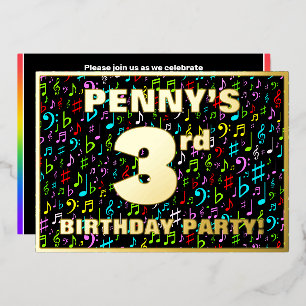 Invitation En Aluminium Fête du 3e anniversaire — Symboles musicaux coloré