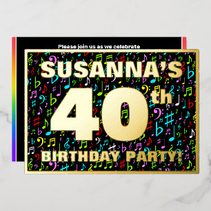 Invitation En Aluminium Fête du 40e anniversaire — Symboles de musique amu