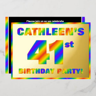 Invitation En Aluminium Fête du 41e anniversaire — Amusant, Rainbow Spectr
