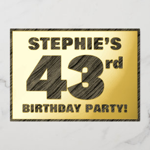Invitation En Aluminium Fête du 43e anniversaire — Gras, Faux Wood Grain T