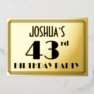 Invitation En Aluminium Fête du 43ème anniversaire — Regarder Art Déco "43