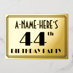Invitation En Aluminium Fête du 44e anniversaire — Regarder Art Déco "44"