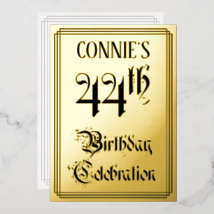 Invitation En Aluminium Fête du 44e anniversaire — Script élégant + Nom pe