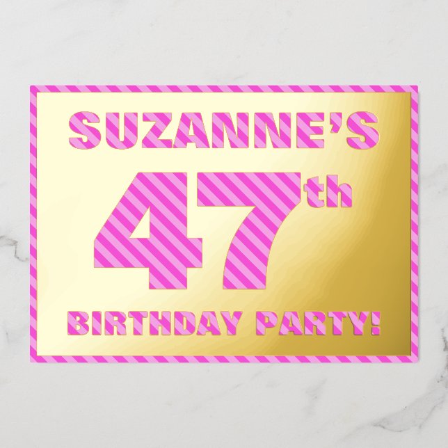 Invitation En Aluminium Fête du 47e anniversaire — Audacieux, amusant, ros (Recto)