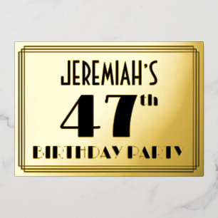 Invitation En Aluminium Fête du 47ème anniversaire — Regarder Art Déco "47