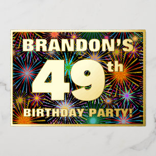 Invitation En Aluminium Fête du 49e anniversaire — Amusant, Feu d'artifice