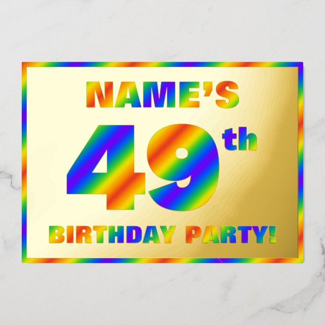 Invitation En Aluminium Fête du 49e anniversaire — Amusant, Rainbow Spectr (Recto)