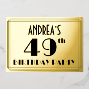 Invitation En Aluminium Fête du 49e anniversaire — Regarder Art Déco "49"