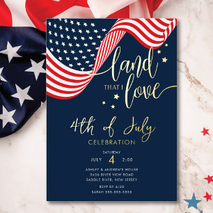 Invitation En Aluminium Fête du 4 juillet aux États-Unis