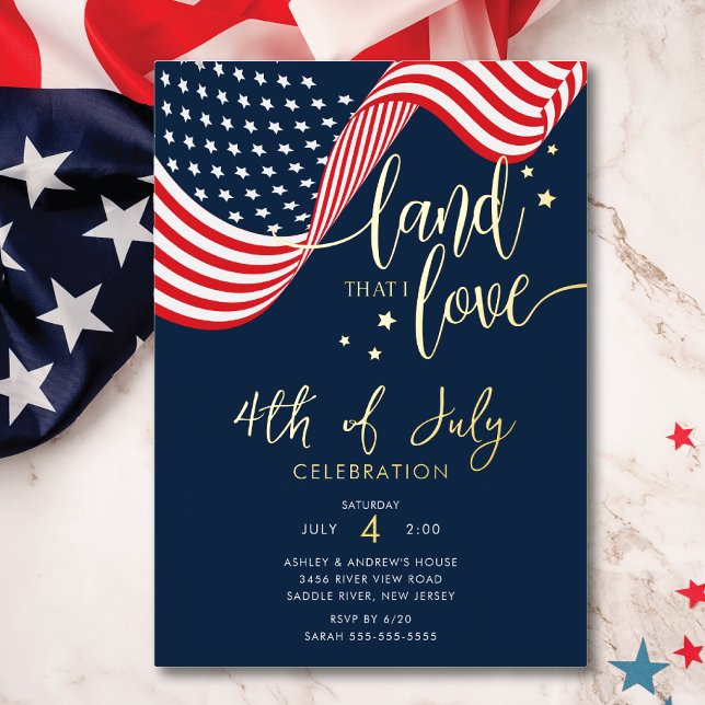Invitation En Aluminium Fête du 4 juillet aux États-Unis (Créateur téléchargé)