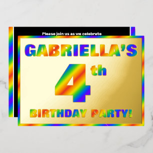Invitation En Aluminium Fête du 4e anniversaire — Amusant, Rainbow Spectru