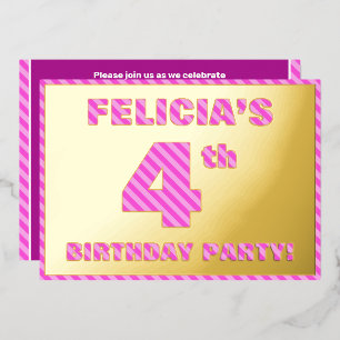 Invitation En Aluminium fête du 4e anniversaire — Audacieux, amusant, rayu