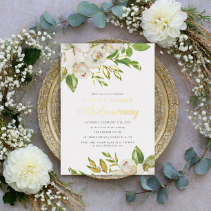 Invitation En Aluminium Fête du 50e anniversaire de Gilded Blooms