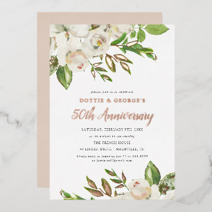 Invitation En Aluminium Fête du 50e anniversaire de Gilded Blooms