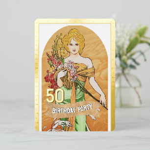 Invitation En Aluminium Fête du 50e anniversaire, Déesse du printemps, Art