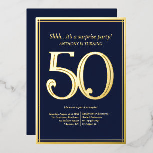 Invitation En Aluminium Fête du 50e anniversaire masculin