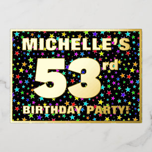 Invitation En Aluminium Fête du 53e anniversaire — Motif d'étoiles amusant