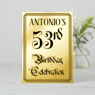 Invitation En Aluminium Fête du 53e anniversaire — Script élégant + Nom pe