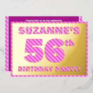 Invitation En Aluminium Fête du 56e anniversaire — Audacieux, amusant, ros