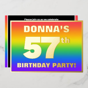 Invitation En Aluminium Fête du 57e anniversaire : Amusant, Motif arc-en-c