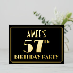 Invitation En Aluminium Fête du 57e anniversaire : Art Déco Look "57", ave